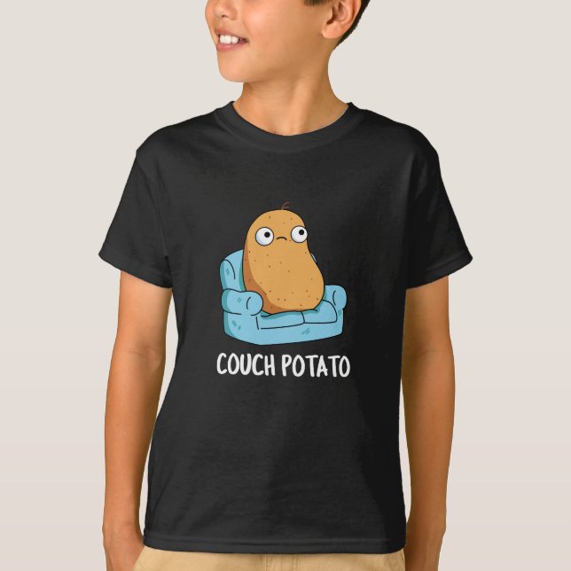 Couch Potato Funny Potato Pun Mörk BG T Shirt (Framsida)