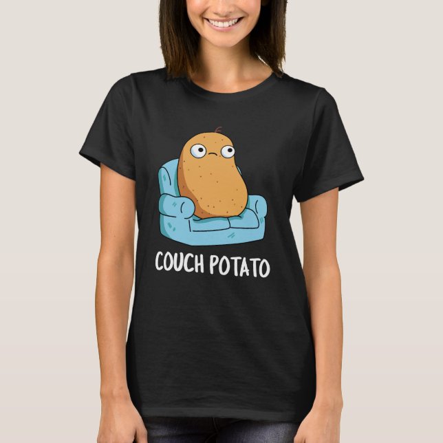Couch Potato Funny Potato Pun Mörk BG T Shirt (Framsida)