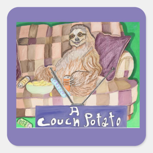 Couch Potato Fyrkantigt Klistermärke (Framsida)