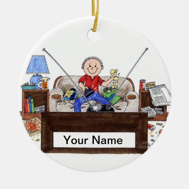 Couch Potato - Male Julgransprydnad Keramik (Framsidan)