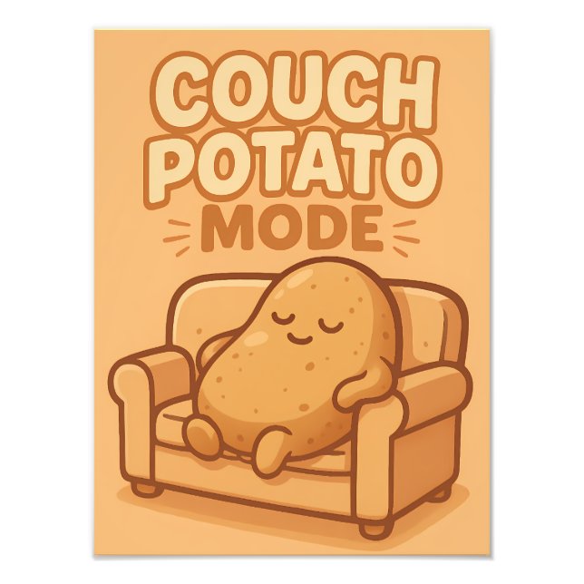 Couch Potato Mode Funny Lazy Design Fototryck (Framsidan)
