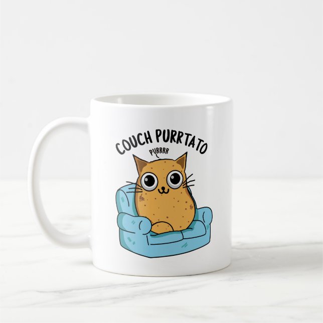 Couch Purrtato Funny Potato Pun Kaffemugg (Vänster)
