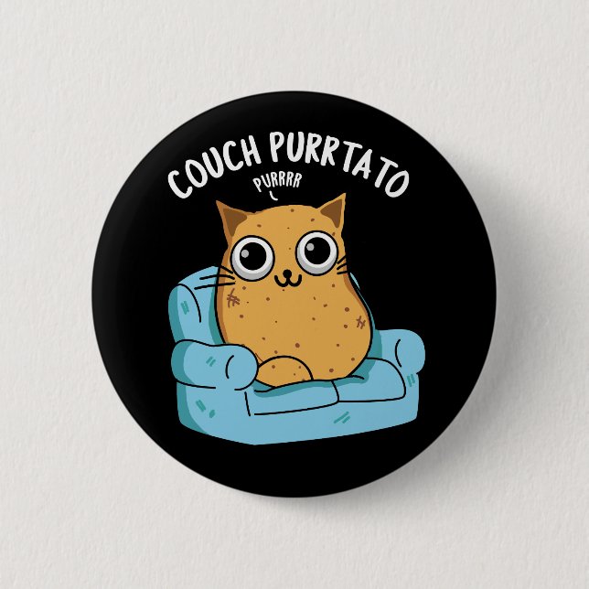 Couch Purrtato Funny Potato Pun Mörk BG Knapp (Framsida)