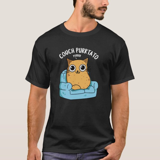 Couch Purrtato Funny Potato Pun Mörk BG T Shirt (Framsida)