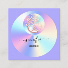 Couch Therapist Holograph QR Logotyp Yoga Lila Fyrkantigt Visitkort