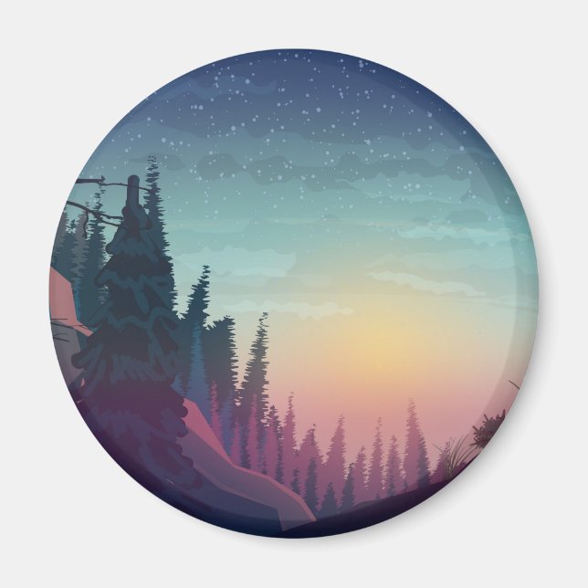 Coucher de soleil sur forêt magnet (Framsidan)
