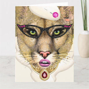 COUGAR - BIRTHDAY - SE BAK-mappat gratulationskort Kort