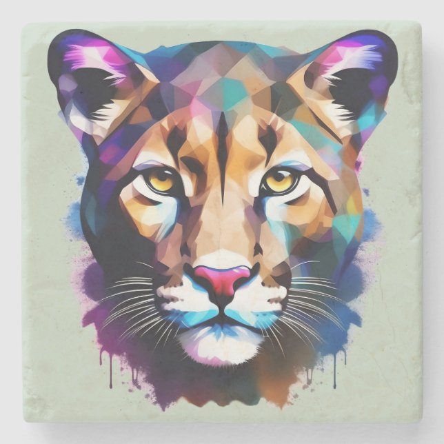 Cougar Colour Splash Abstrakt Konst, Stenunderlägg (Framsidan)