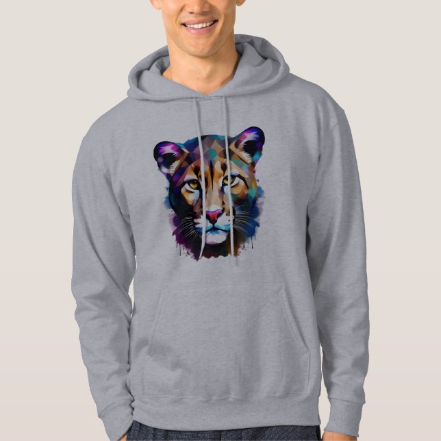 Cougar Färg Stänk Abstrakt Art. Hoodie (Framsida)