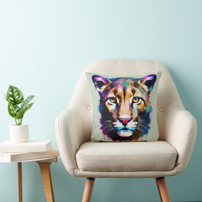 Cougar Färg Stänk Abstrakt Art. Kudde (Stol)
