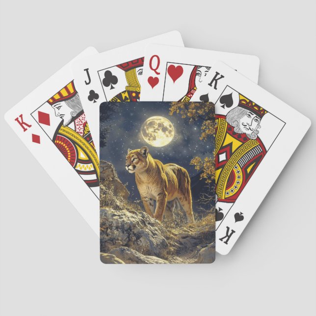 Cougar i Moonlight Wildlife Art Casinokort (Baksidan)