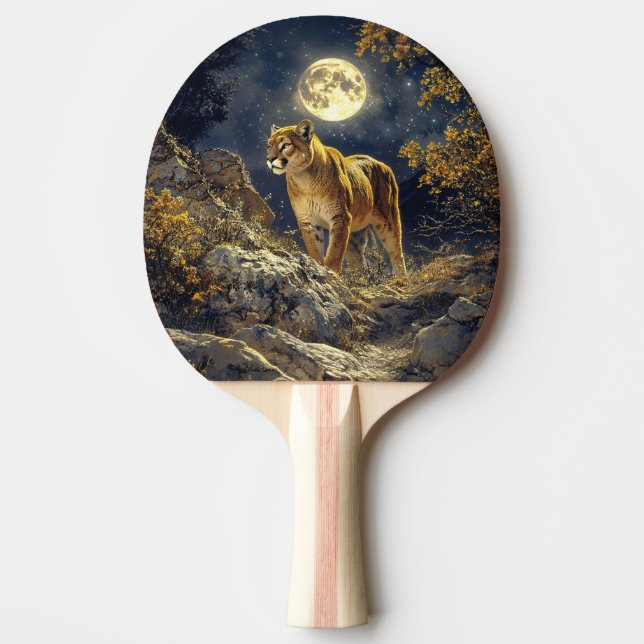 Cougar i Moonlight Wildlife Art Pingisracket (Framsidan)