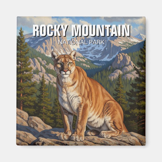 Cougar in Rocky Mountain National Park Travel Magnet (Framsidan)