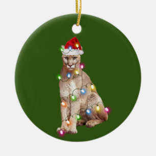 cougar med hög Ljus-jul Julgransprydnad Keramik