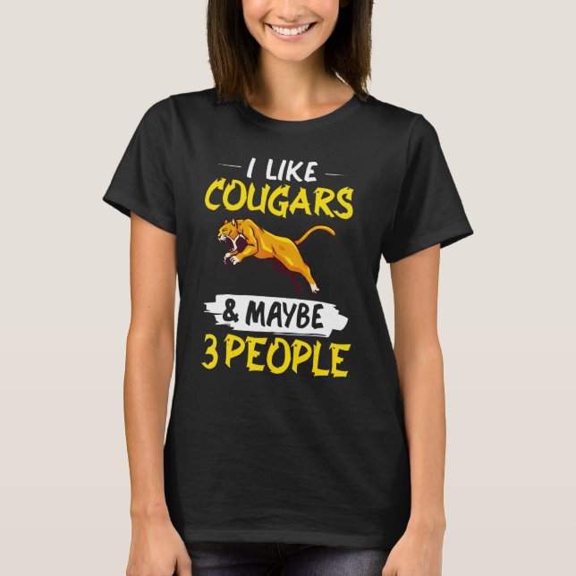 Cougar Mountain Lion Animal Cat Head  Cute Wildcat T Shirt (Framsida)