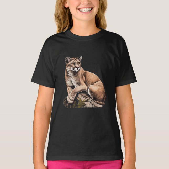 Cougar Mountain Lion Lover T Shirt (Framsida)