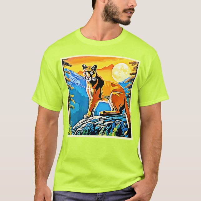 Cougar Peak: Mountain Majesty Art T Shirt (Framsida)