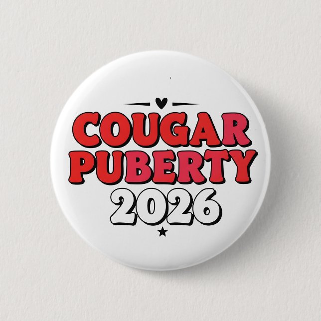 Cougar Pubertet 2026 Retro Klimakterie Humor Rolig Knapp (Framsida)