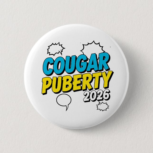 Cougar Puberty 2026 Retro Menopause Humor Funny Knapp (Framsida)