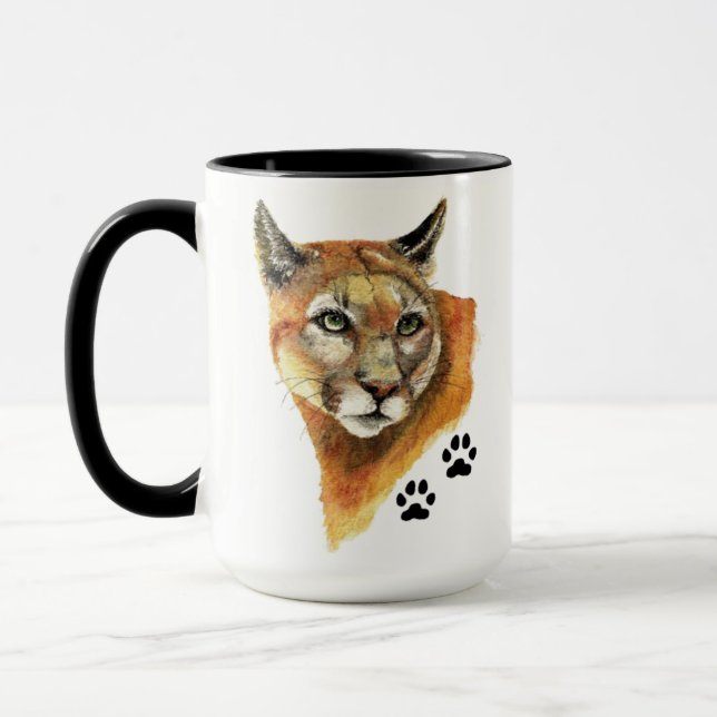Cougar, Puma, Mountain Lejon Animal Tracks Travel  Mugg (Vänster)