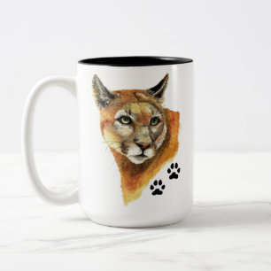 Cougar, Puma, Mountain Lejon Animal Tracks Travel  Två-Tonad Mugg