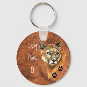 Cougar, Puma, Mountain Lejonare "Easy Do It"-citat Nyckelring