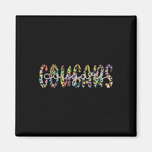 Cougars School Sportfantast Team Spirit Mascot Gif Magnet (Framsidan)