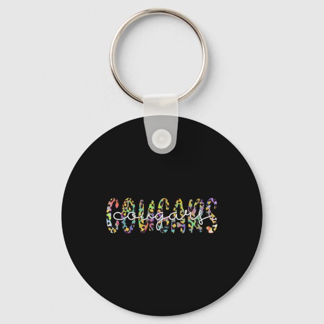 Cougars School Sportfantast Team Spirit Mascot Gif Nyckelring (Framsida)