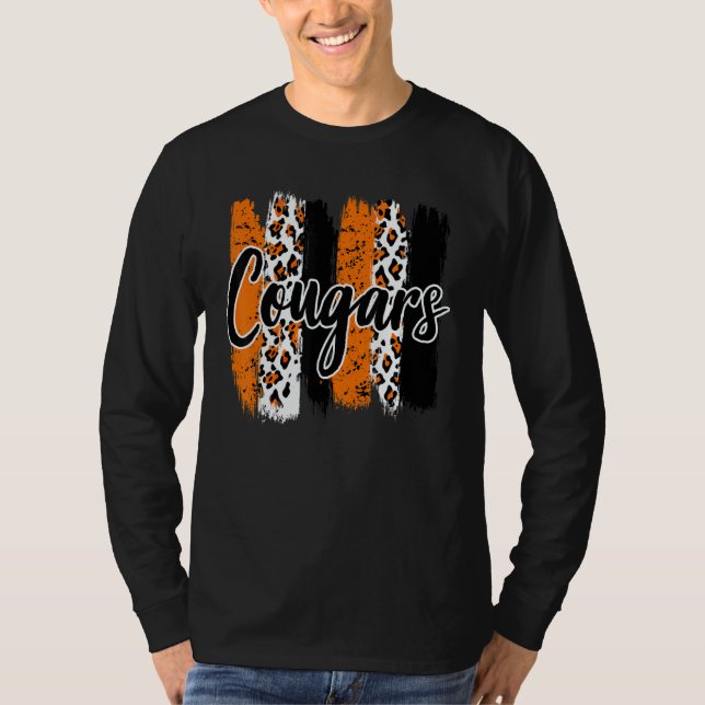 Cougars School Sports Fan Team Spirit Mascot T Shirt (Framsida)