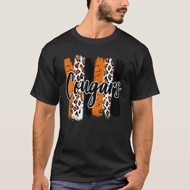 Cougars School Sports Fan Team Spirit Mascot T Shirt (Framsida)