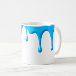 Coulures de peinture bleu sur fond blanc. kaffemugg