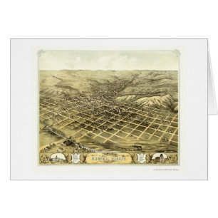 Council Bluffs, IA Panorama-karta - 1868 Hälsningskort