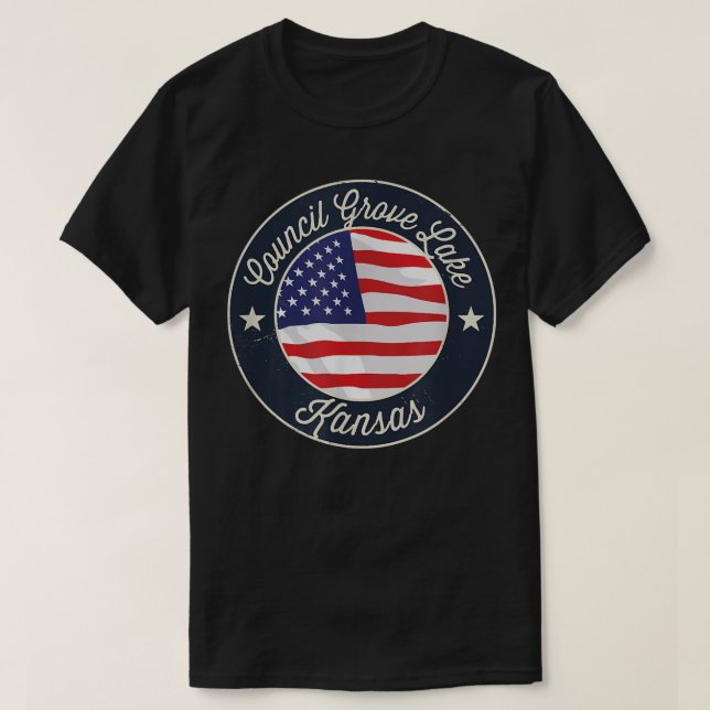 Council Grove Lake - Patriotiska Kansas Souvenir T T Shirt (Design framsida)