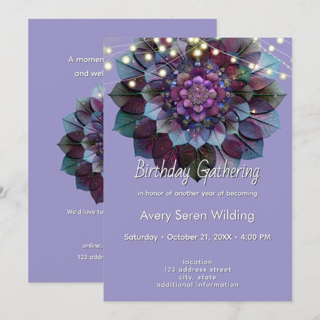 Council of Leaves | Mandala Art P&B Inbjudningar (Fram/baksida)