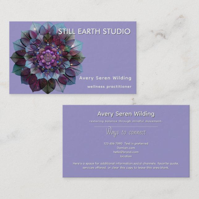 Council of Leaves | Mandala Art P&B Visitkort (Fram/baksida)