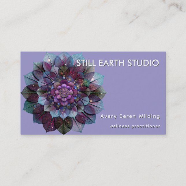 Council of Leaves | Mandala Art P&B Visitkort (Framsida)