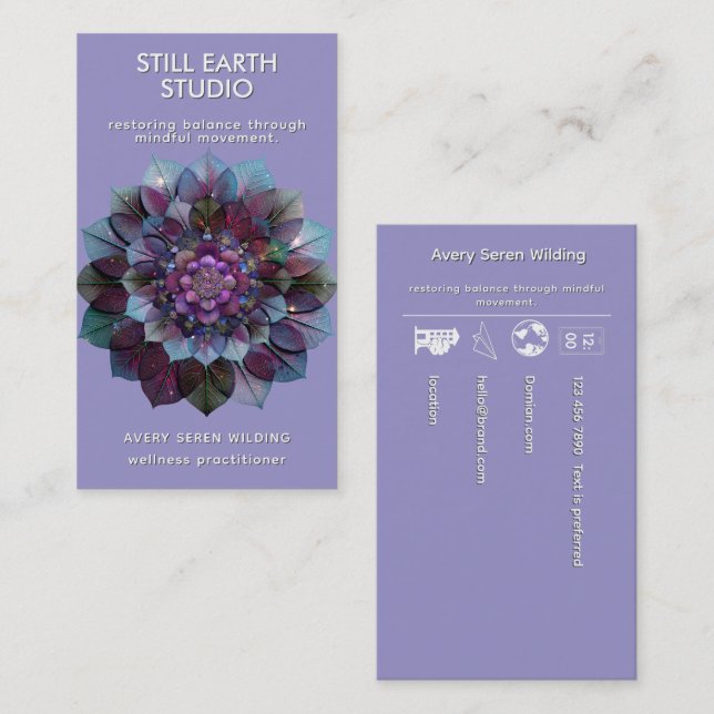 Council of Leaves | Mandala Art P&B Visitkort (Fram/baksida)