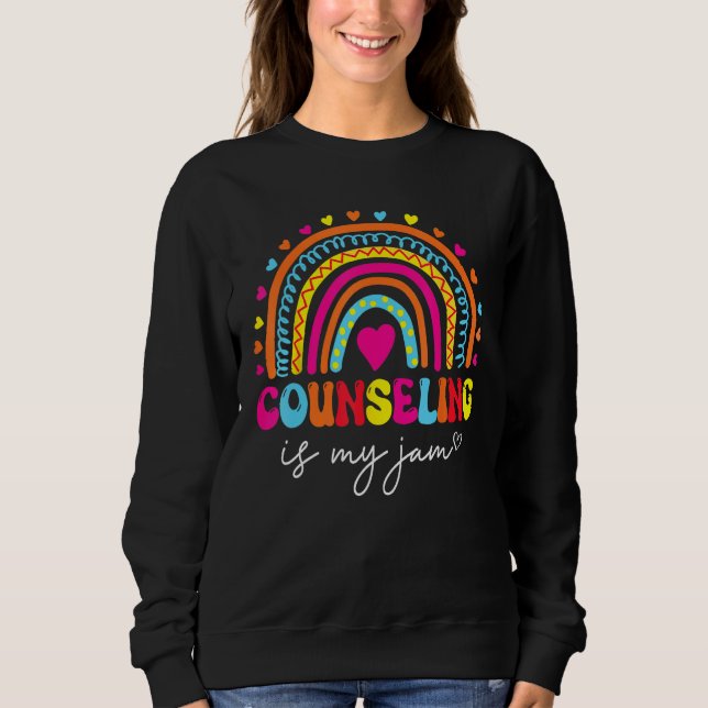 Counseling Is My Jam Rainbow Happy Back To School  T Shirt (Framsida)