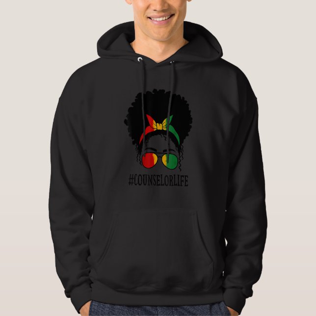 Counselor African Women Messy Bun Black History Mo Hoodie (Framsida)