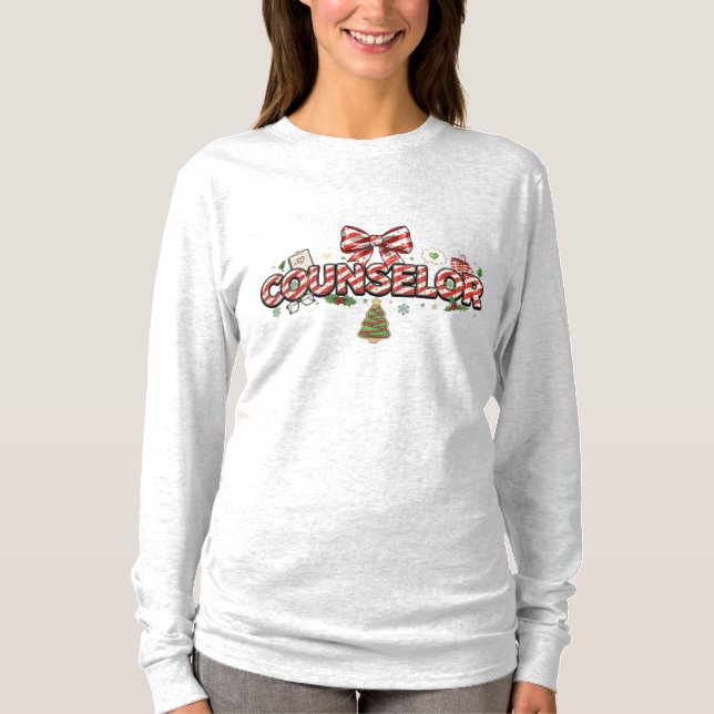 Counselor Christmas Long Sleeve – Playful Holiday T Shirt (Framsida)