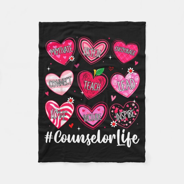 Counselor Life School Counseling Hearts School Val Fleecefilt (Framsidan)