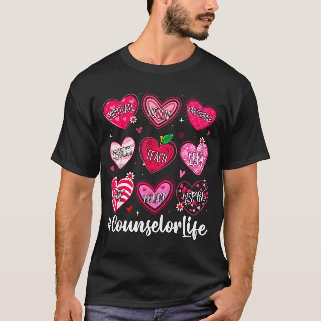 Counselor Life School Counseling Hearts School Val T Shirt (Framsida)
