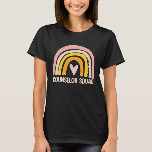 Counselor Squad  School Counselor Boho Rainbow T Shirt (Framsida)