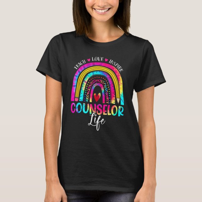 Counselor Teacher Rainbow Tie Dye First Day Of Sch T Shirt (Framsida)