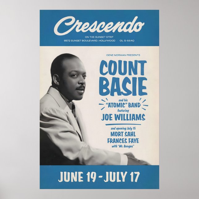 Count Basie jazzaffisch - Live At the Crescendo Poster (Framsidan)