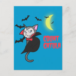 Count Catula Funny Halloween Cat Pun Vykort