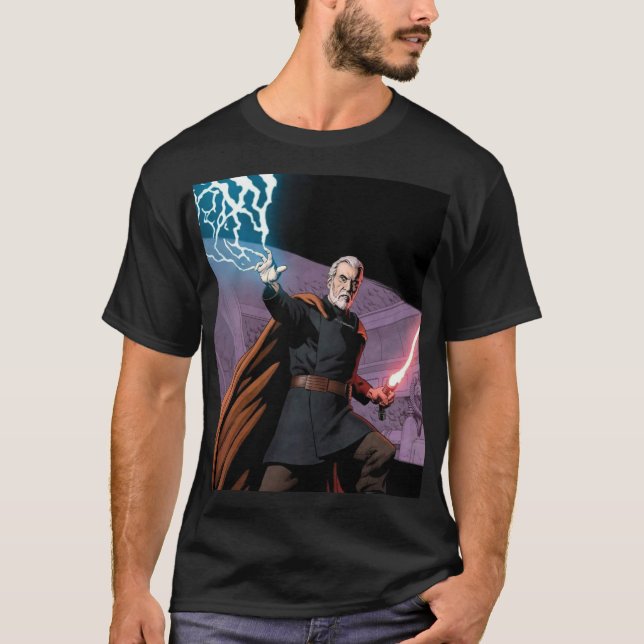 Count Dooku – Dark Side Master of Lightning T Shirt (Framsida)
