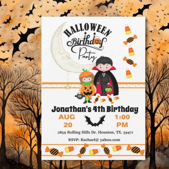 Count Dracula Barn Birthday Halloween Inbjudningar (Skapare uppladdad)