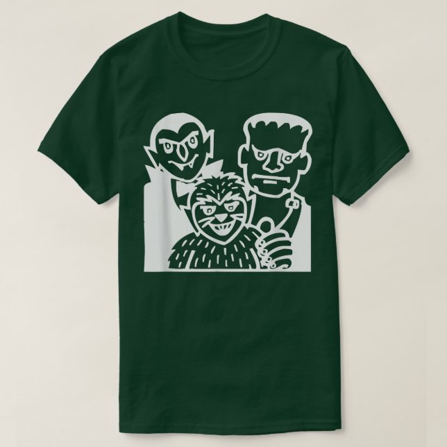 Count Dracula, Frankenstein and Wolfman Halloween  T Shirt (Design framsida)