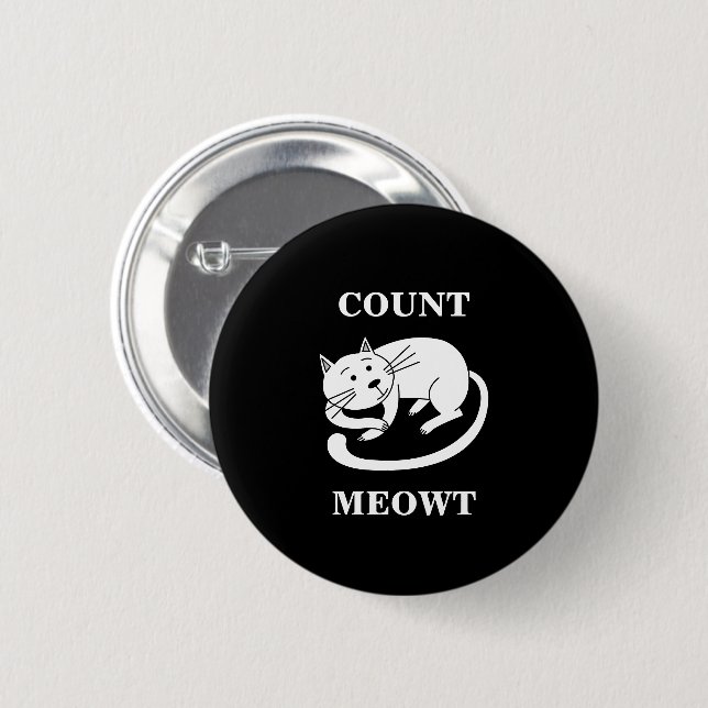 Count Meowt Kattunge Funny Cat Pun Knapp (Framsida & baksida)